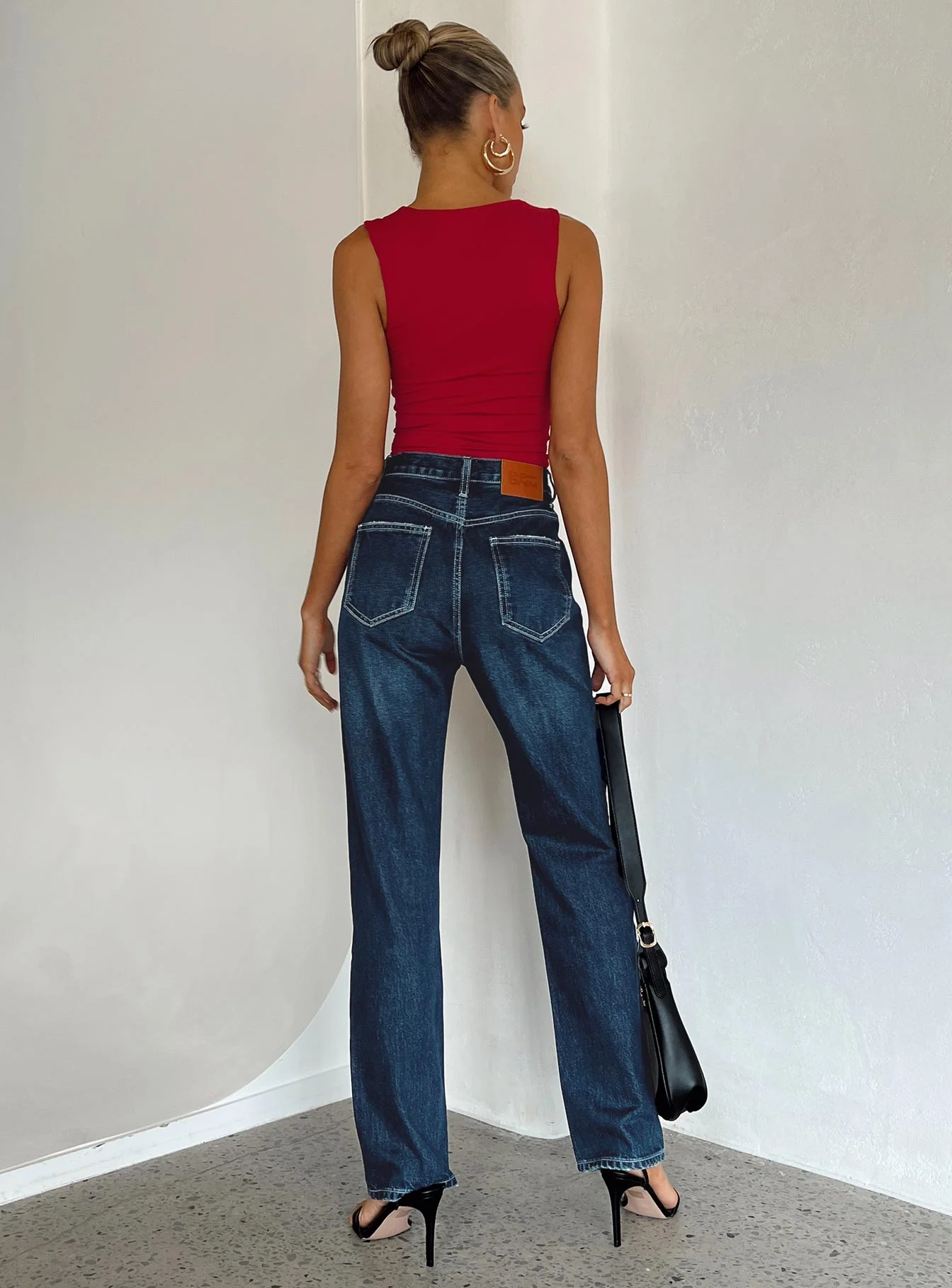 Holly Asymmetric Straight Leg Jean Dark Wash Denim - Image 4