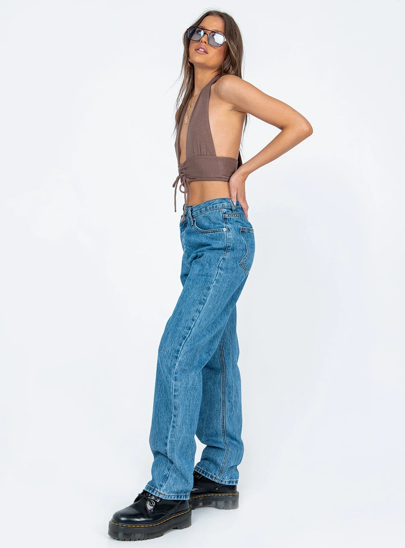 Holly Asymmetric Straight Leg Jean Mid Wash Denim - Image 6