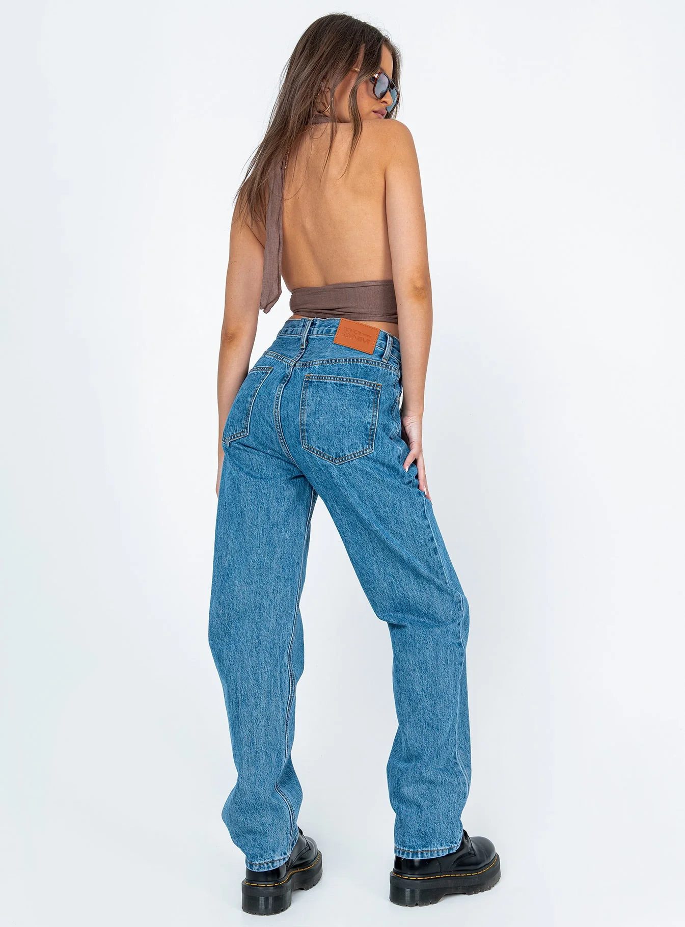Holly Asymmetric Straight Leg Jean Mid Wash Denim - Image 7