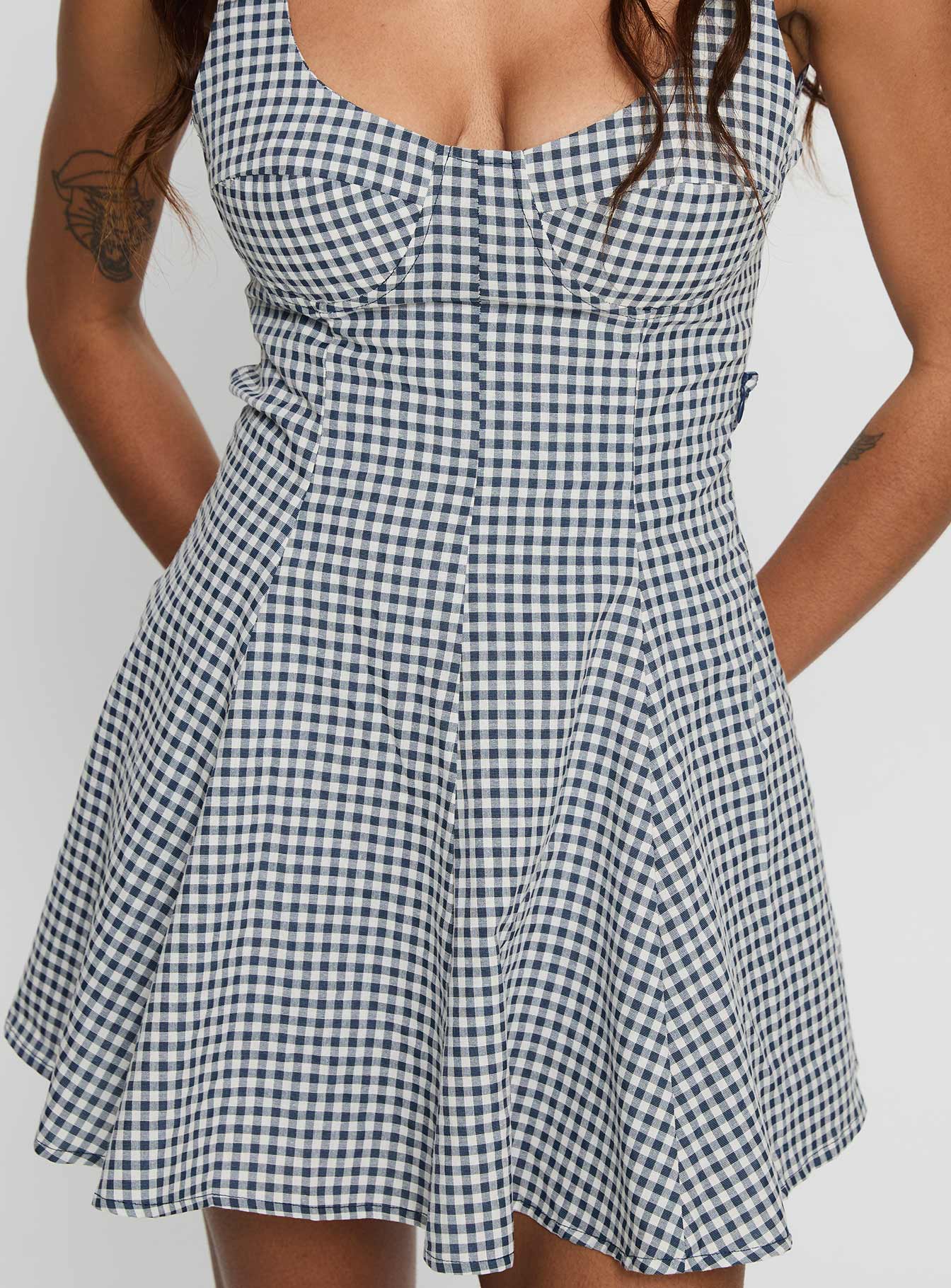 Honeysucker Floaty Playsuit Blue Check - Image 6