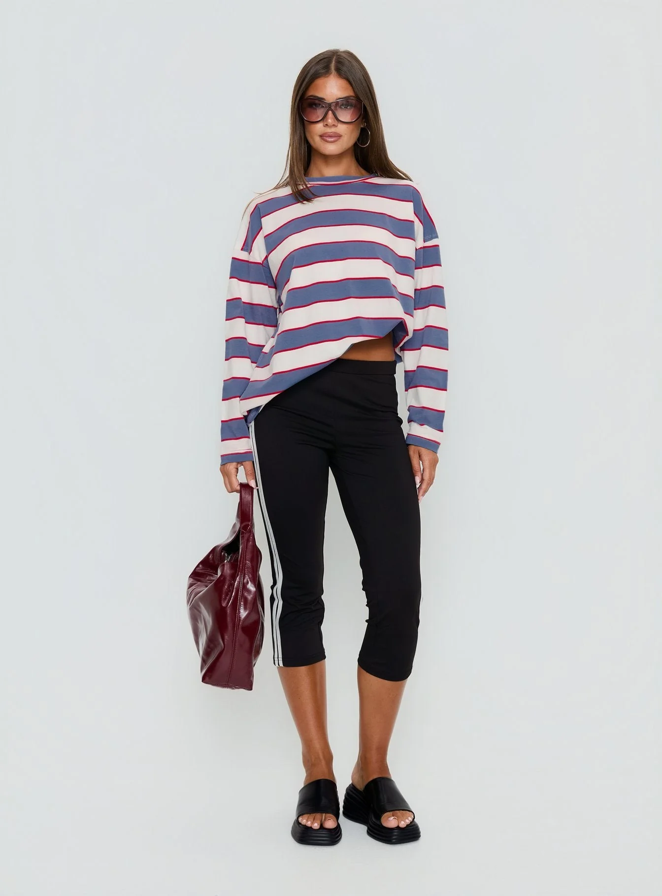 Horizon Long Sleeve Top Dusty Blue Stripe - Image 5