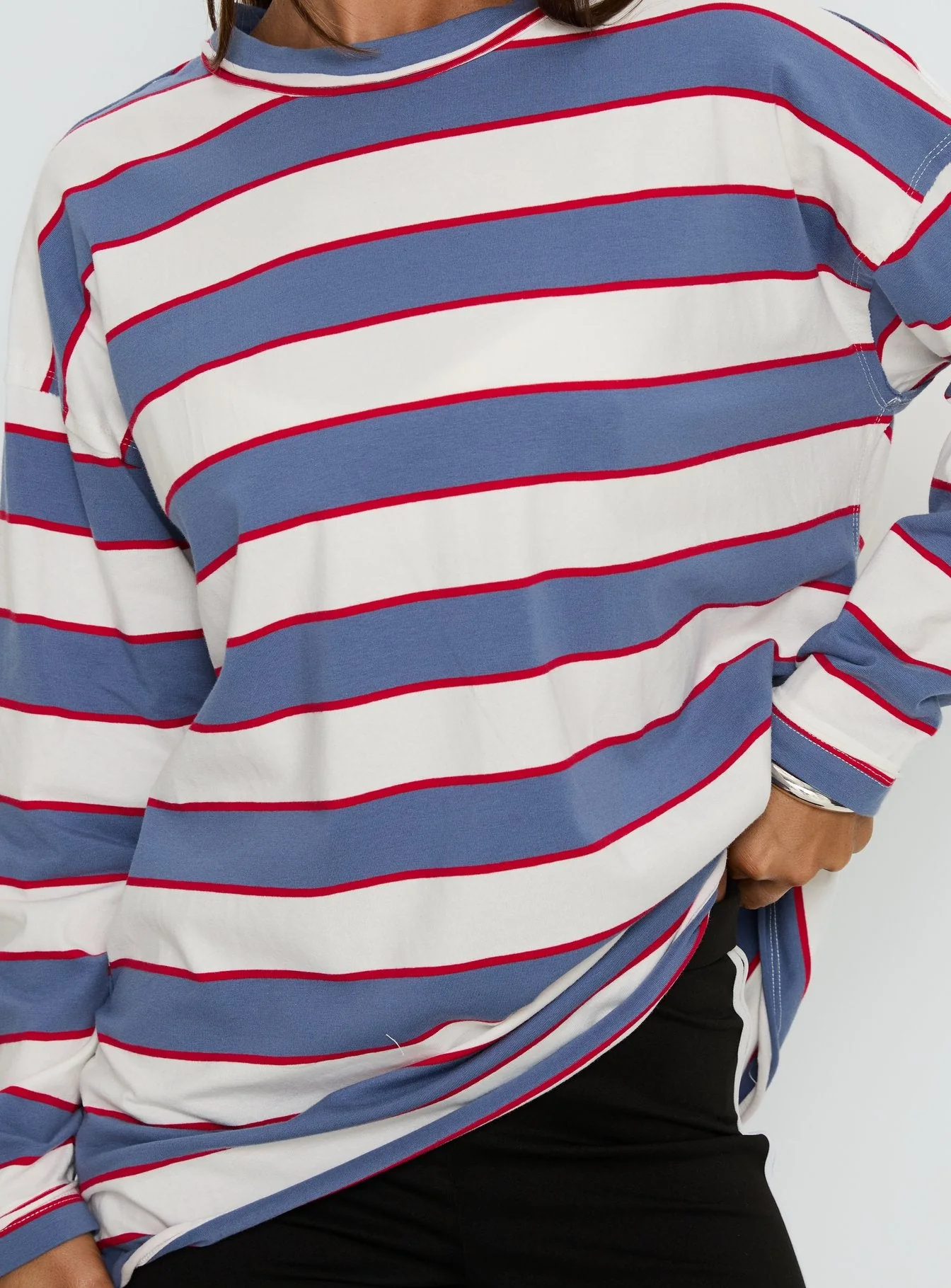 Horizon Long Sleeve Top Dusty Blue Stripe - Image 7