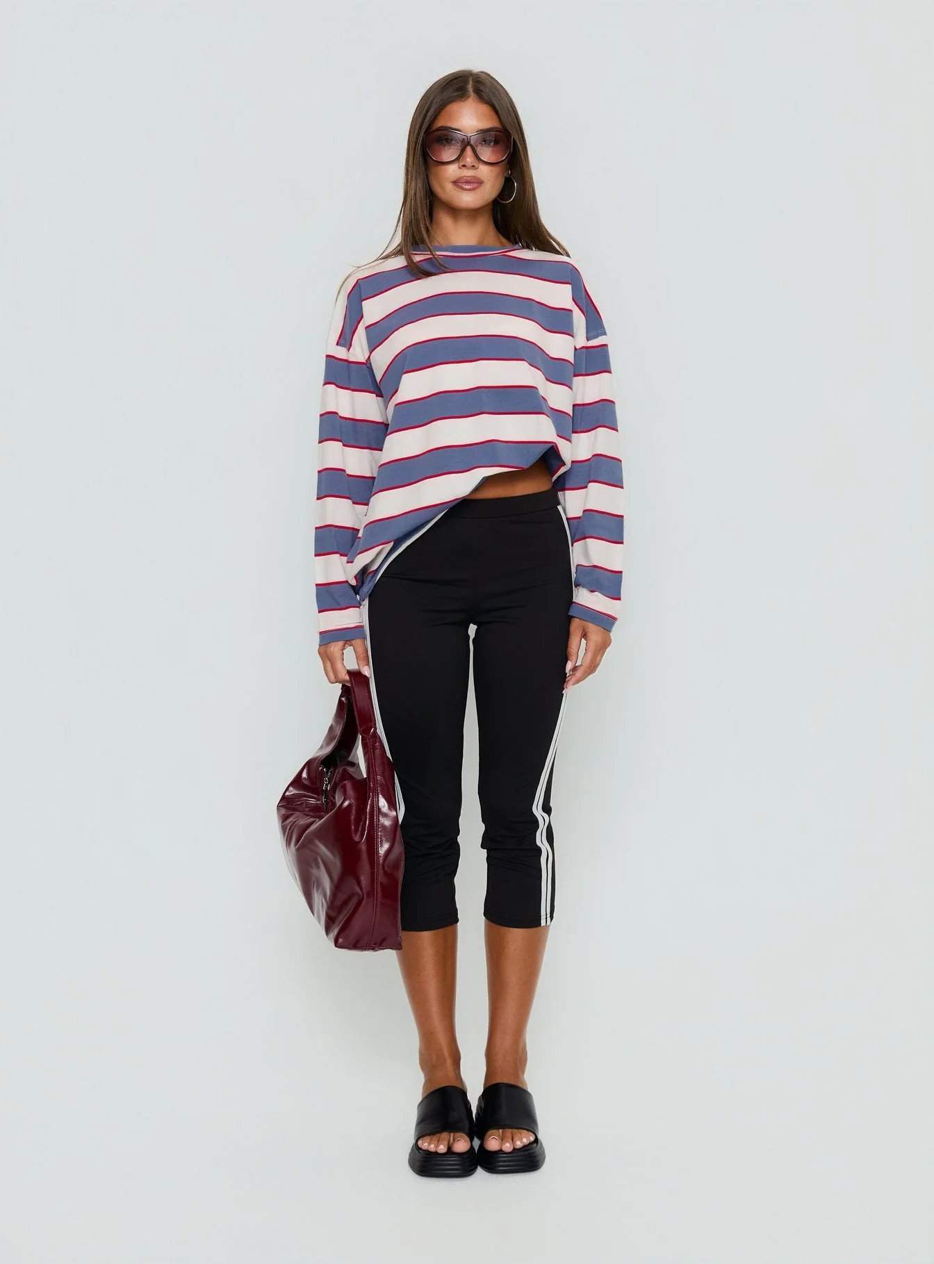 Horizon Long Sleeve Top Dusty Blue Stripe - Image 8