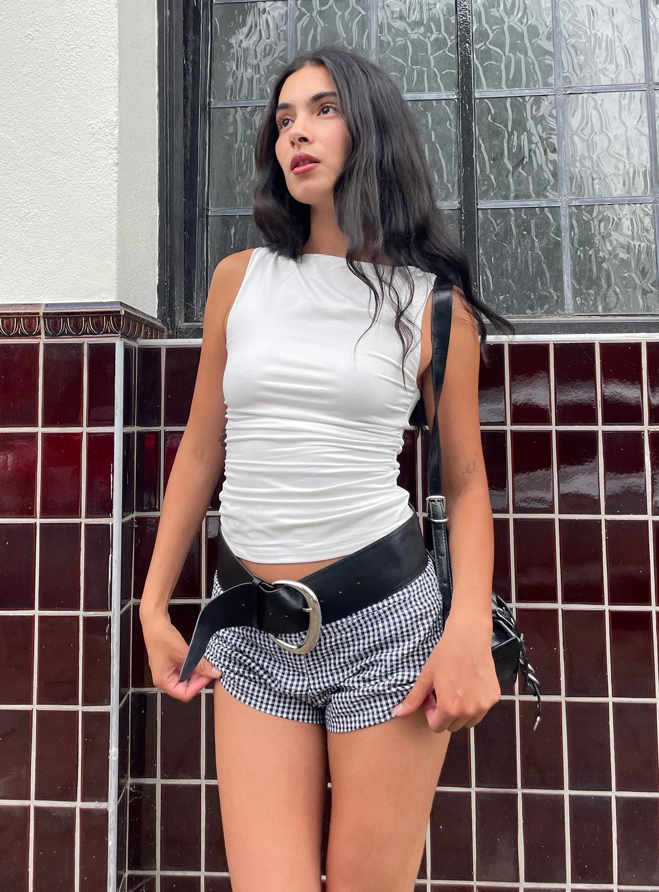 Hot Commodity Micro Shorts Black Gingham - Image 11
