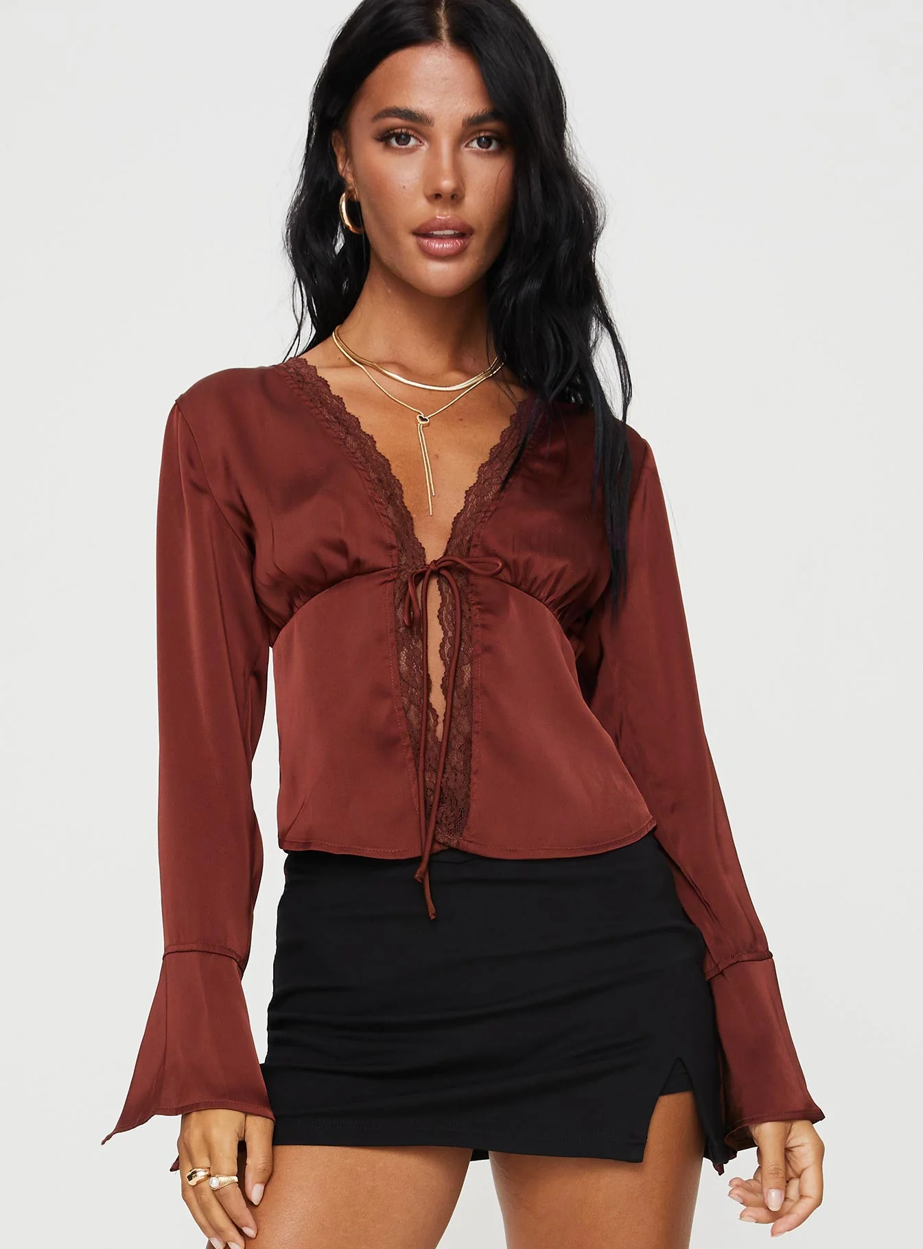 Hunton Long Sleeve Top Brown - Image 2