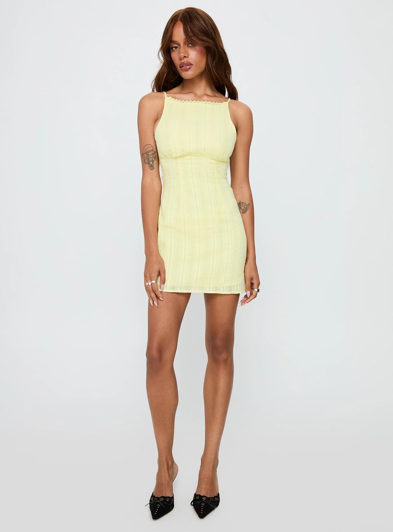 I Know Places Mini Dress Lemon - Image 2