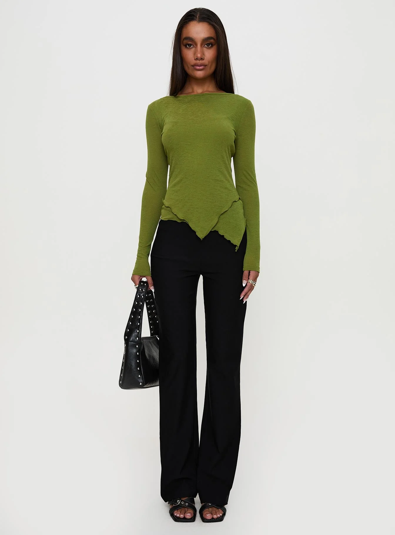 I Know You Backless Long Sleeve Top Green - Image 7