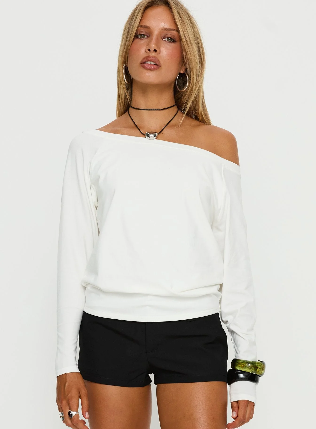 Icon Baby Off Shoulder Long Sleeve Top White - Image 2