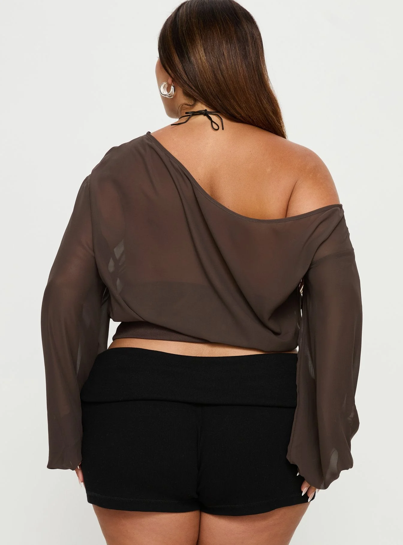 Idalina Slouchy Chiffon Top Brown Curve - Image 4