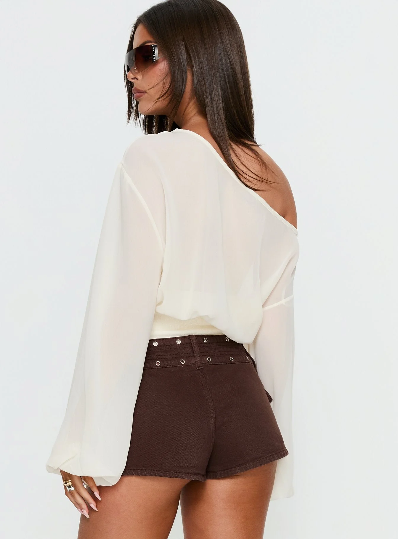 Idalina Slouchy Chiffon Top Cream - Image 5
