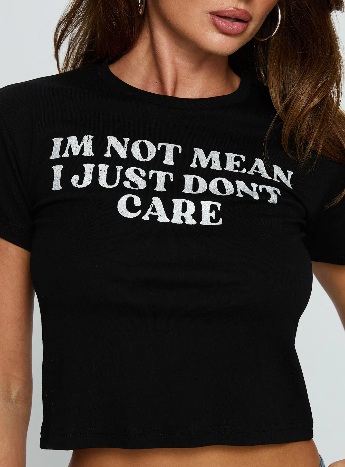 I'm Not Mean Graphic Top Black - Image 5