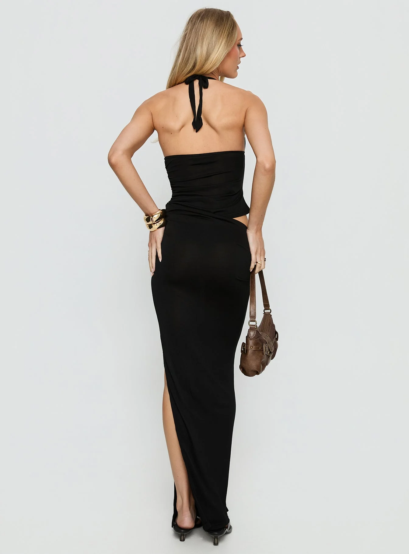 Imeraldia Hardware Halter Maxi Dress Black - Image 5
