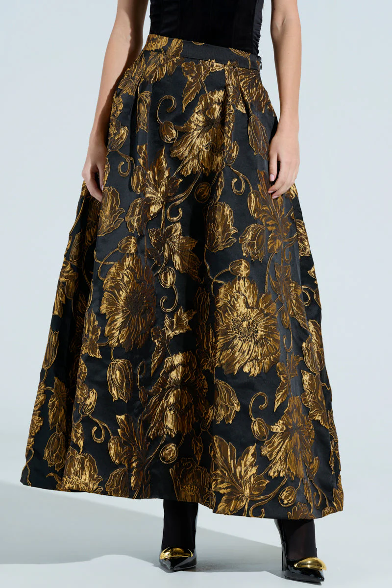 IN THE WILD FLORAL BROCADE  MAXI SKIRT - Image 3