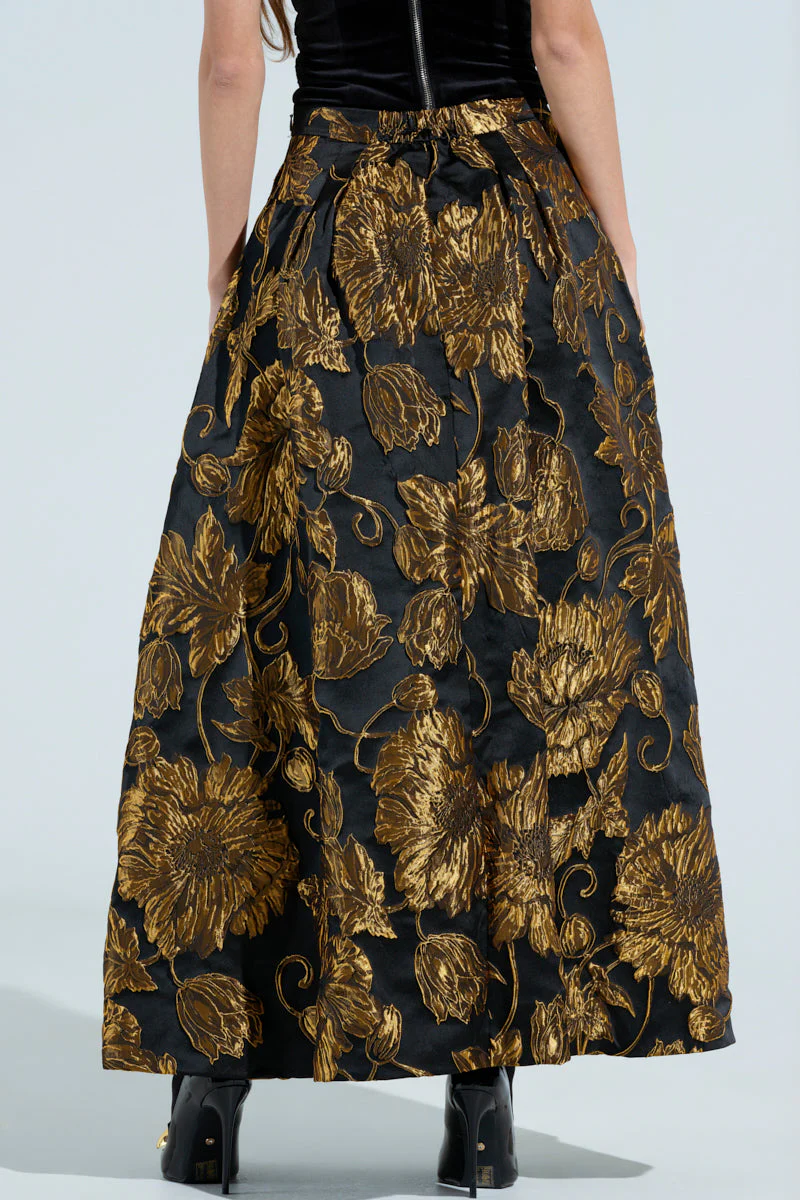 IN THE WILD FLORAL BROCADE  MAXI SKIRT - Image 5