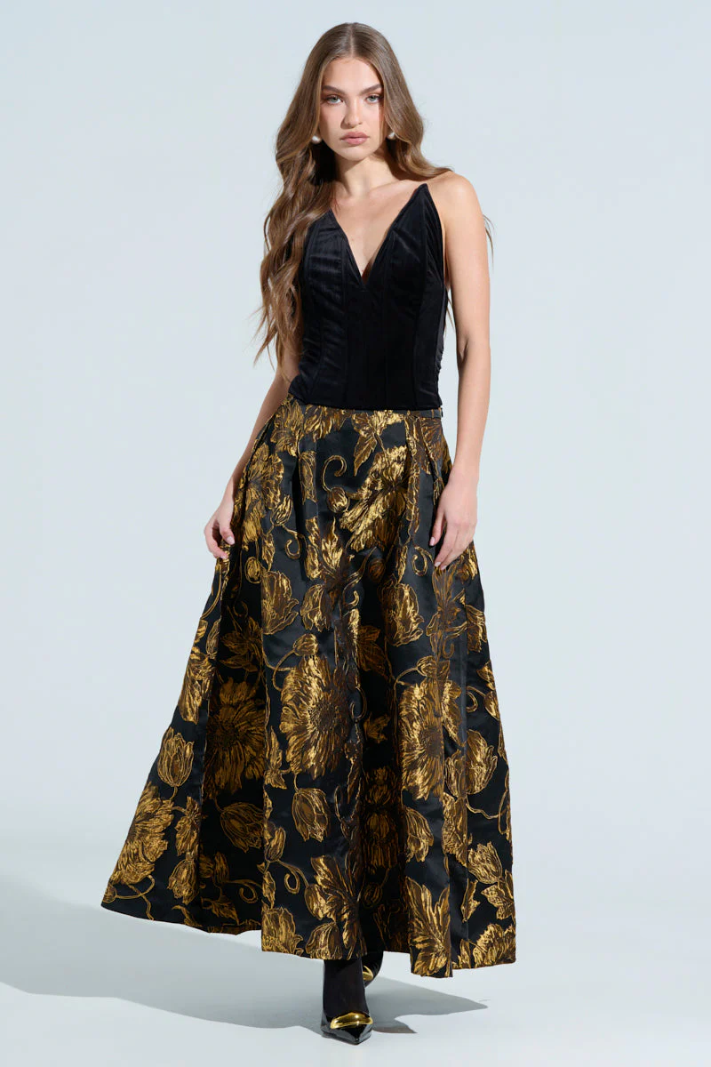IN THE WILD FLORAL BROCADE  MAXI SKIRT - Image 6