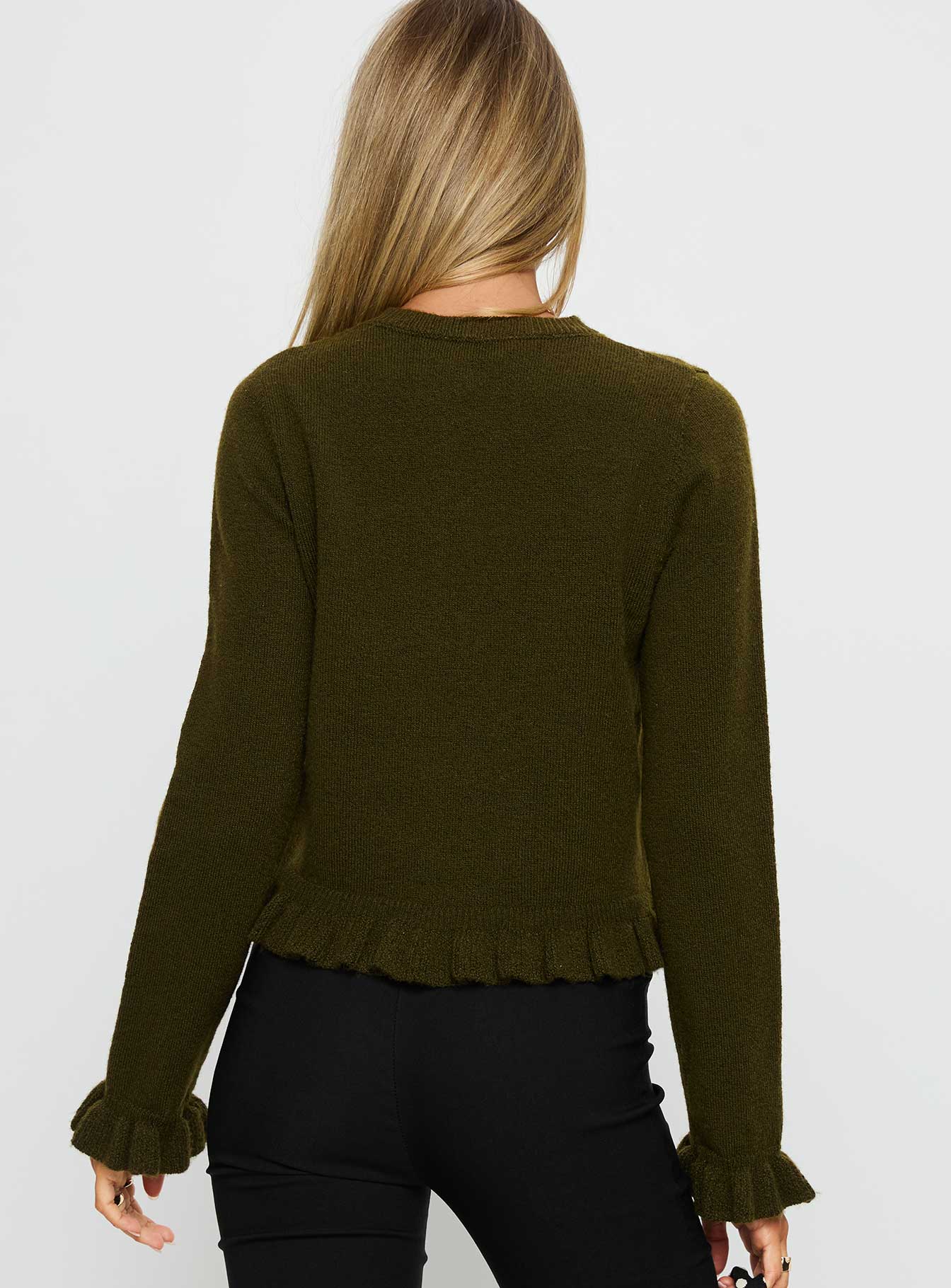 Inclination Frill Cardigan Moss - Image 4