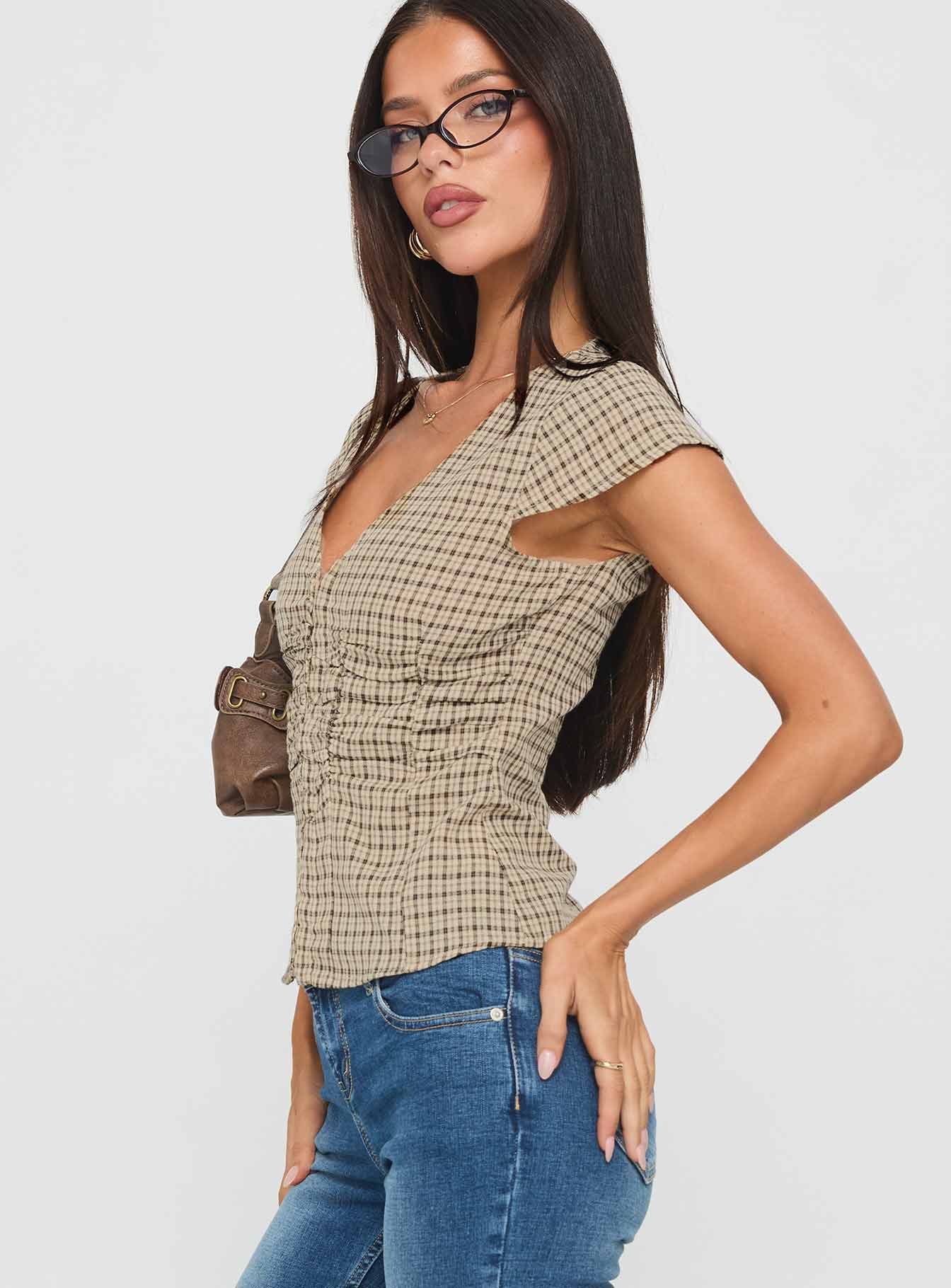 Indulgence Corset Top Beige Check - Image 4