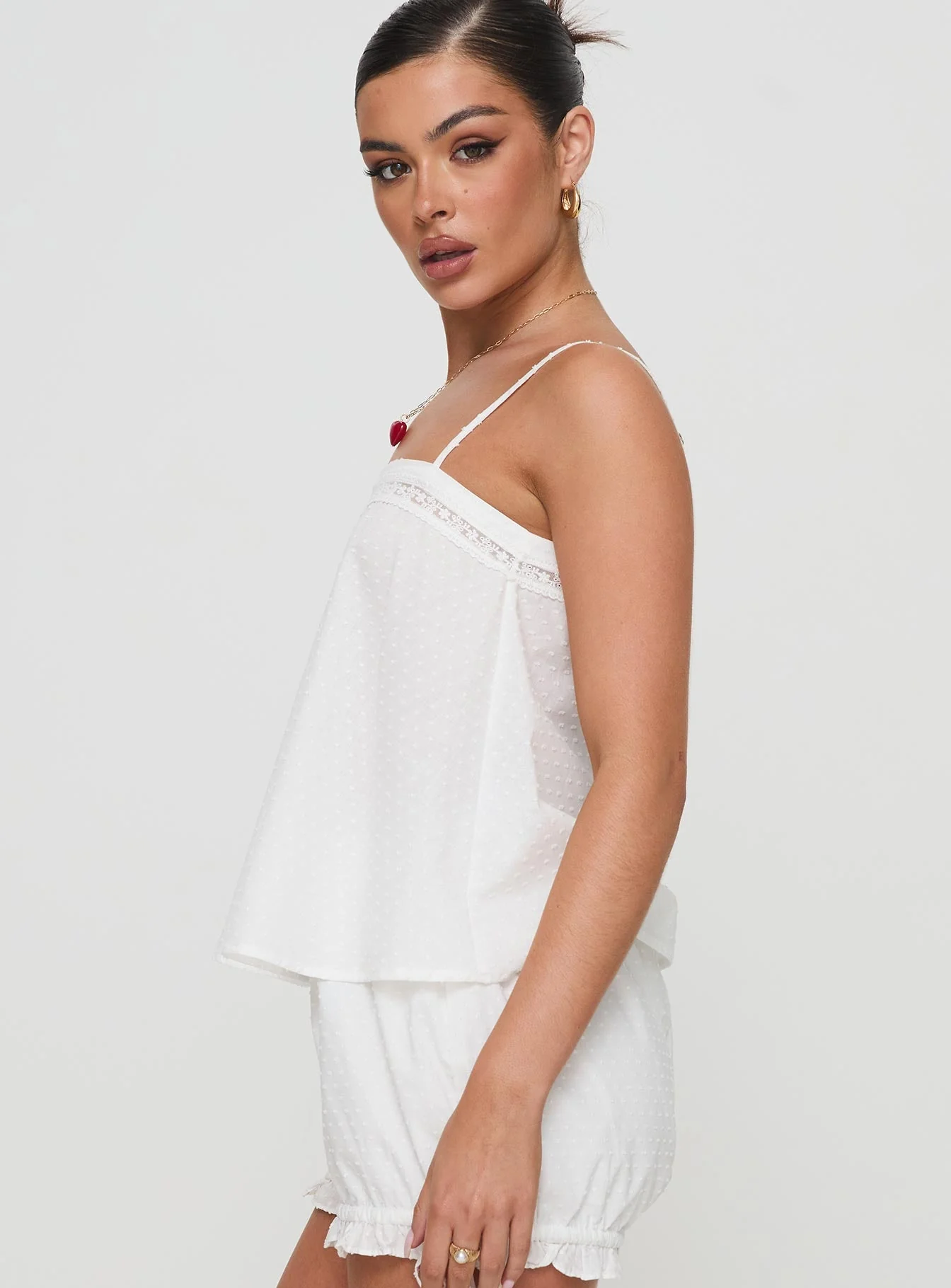 Invisible String Lace Sleep Top White - Image 4