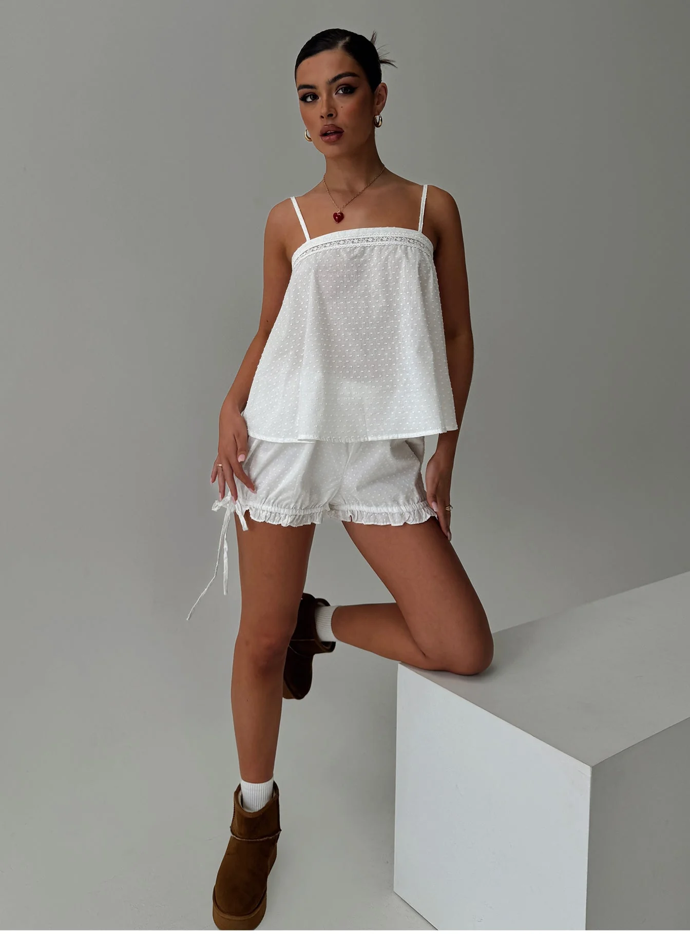 Invisible String Lace Sleep Top White - Image 8
