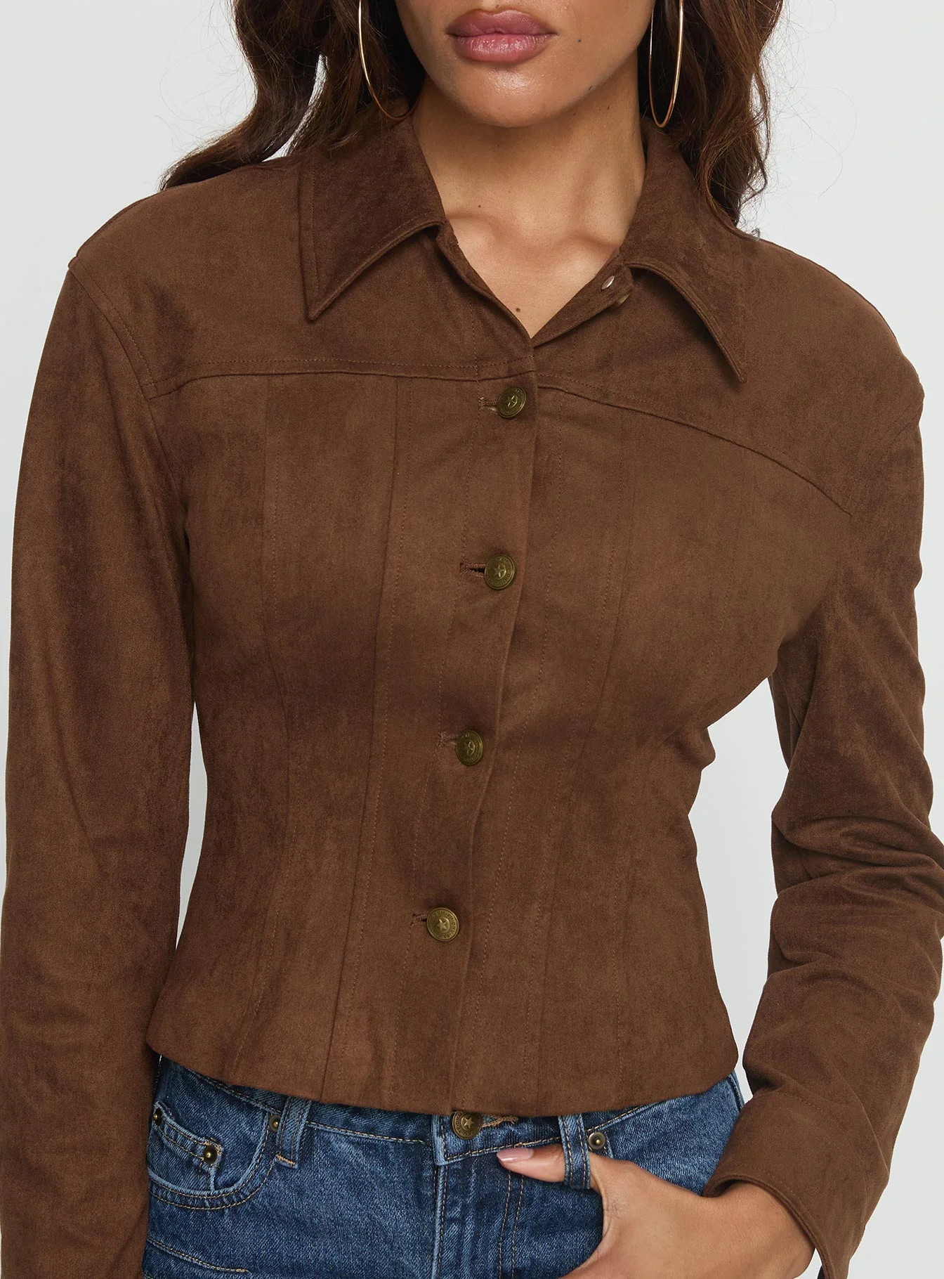 Invitations Fitted Jacket Chocolate - Image 5