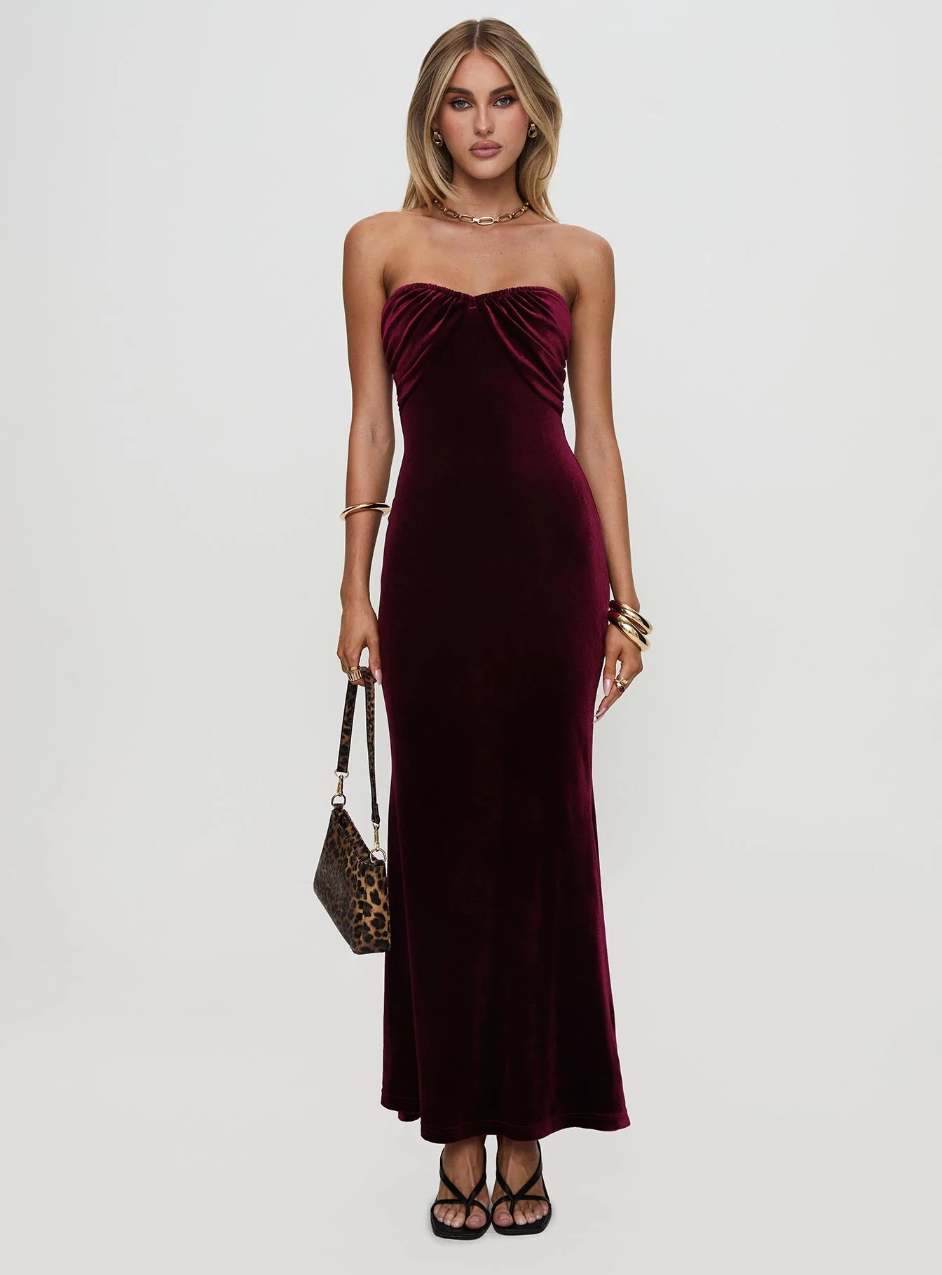 Irena Strapless Maxi Dress Burgundy - Image 6