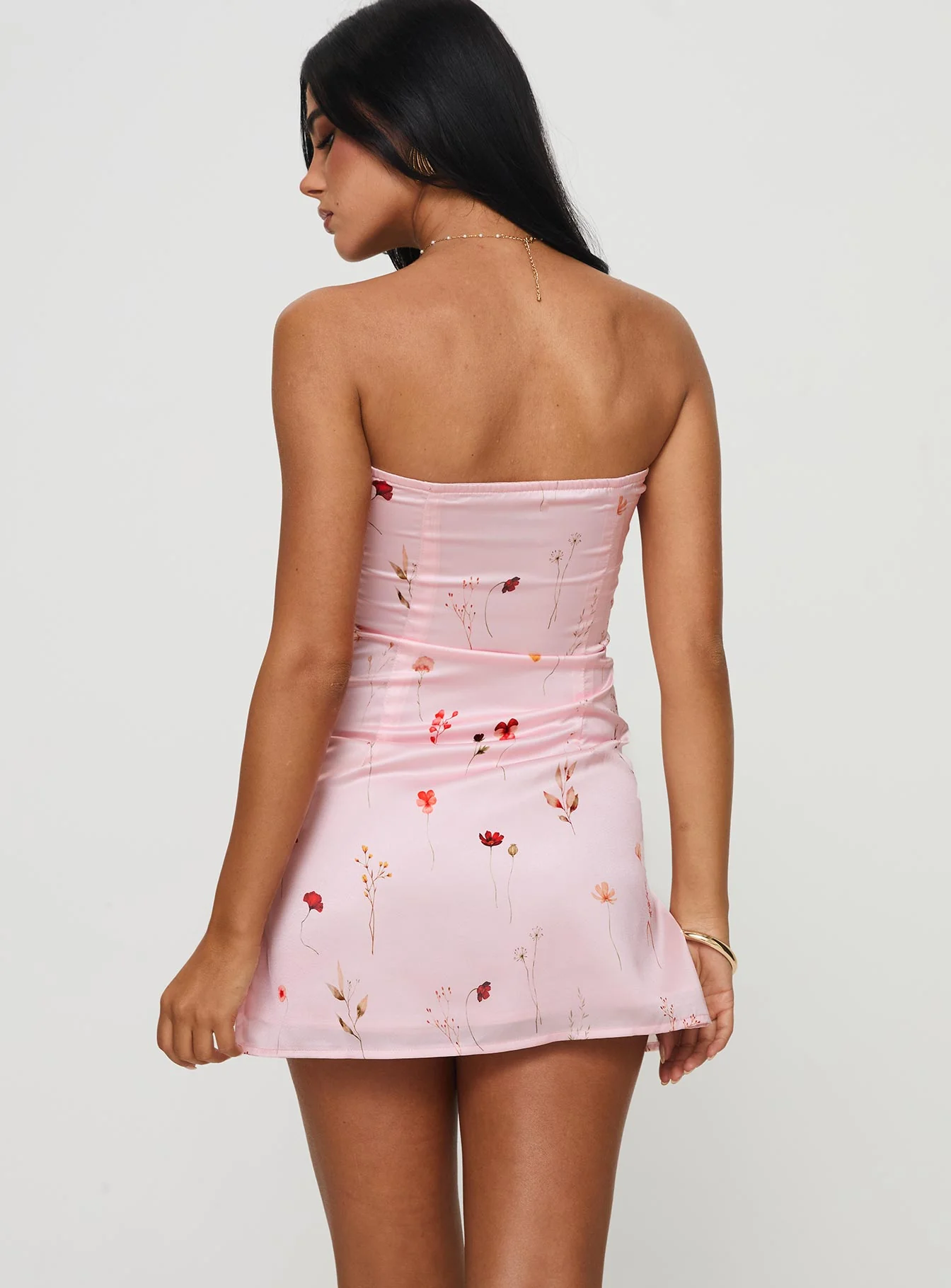Irena Strapless Mini Dress Pink Floral - Image 5