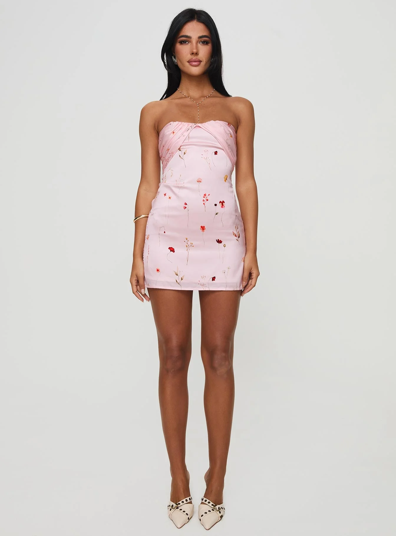 Irena Strapless Mini Dress Pink Floral - Image 7