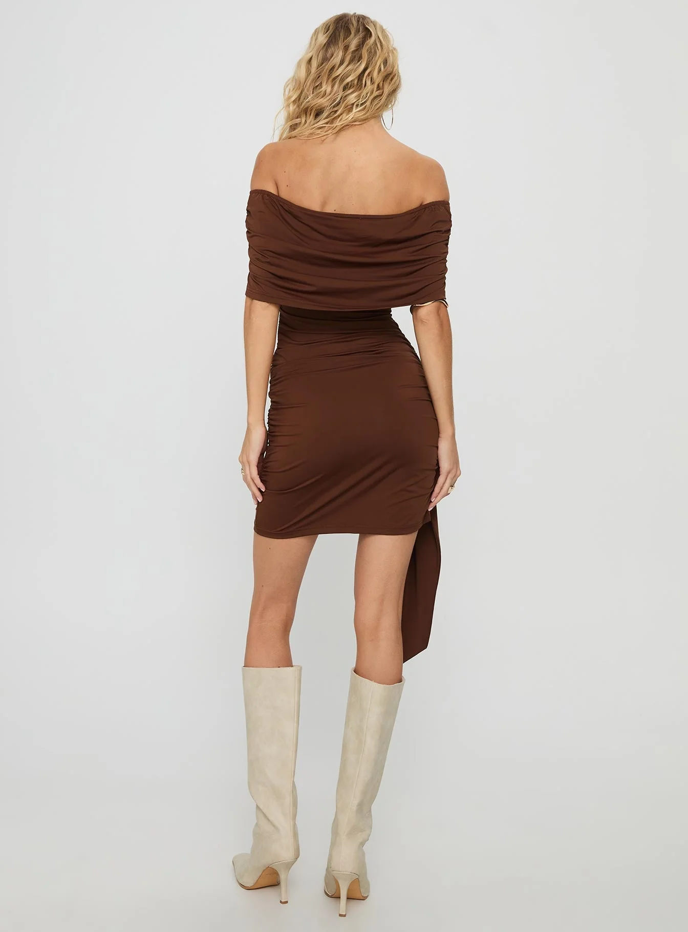 Island Girl Tie Skirt Mini Dress Brown - Image 5