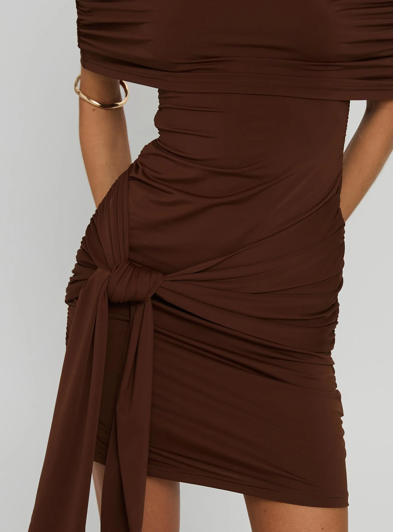 Island Girl Tie Skirt Mini Dress Brown - Image 6