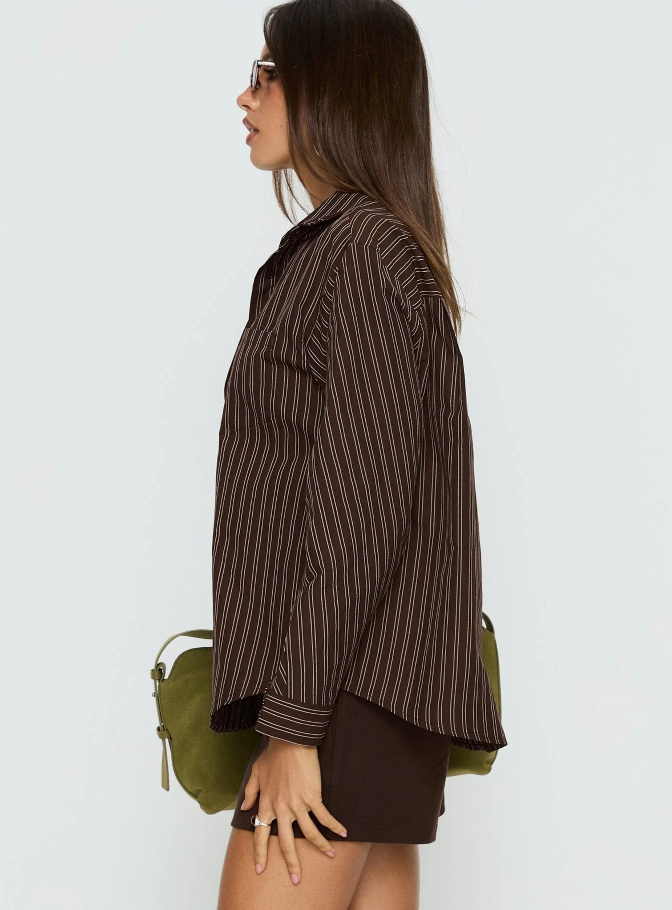 Ivara Long Sleeve Shirt Brown Stripe - Image 3