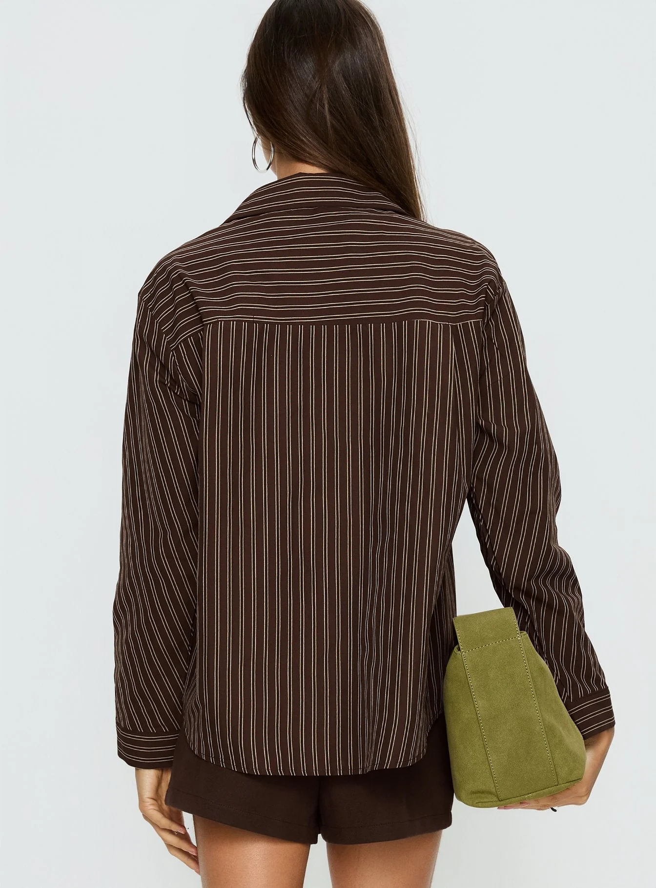 Ivara Long Sleeve Shirt Brown Stripe - Image 4