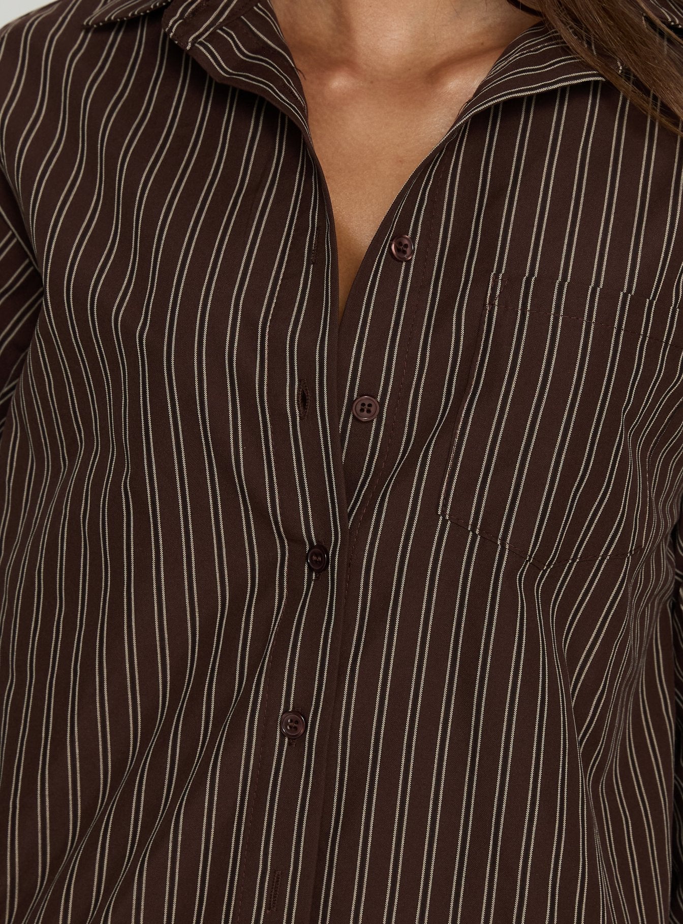 Ivara Long Sleeve Shirt Brown Stripe - Image 5