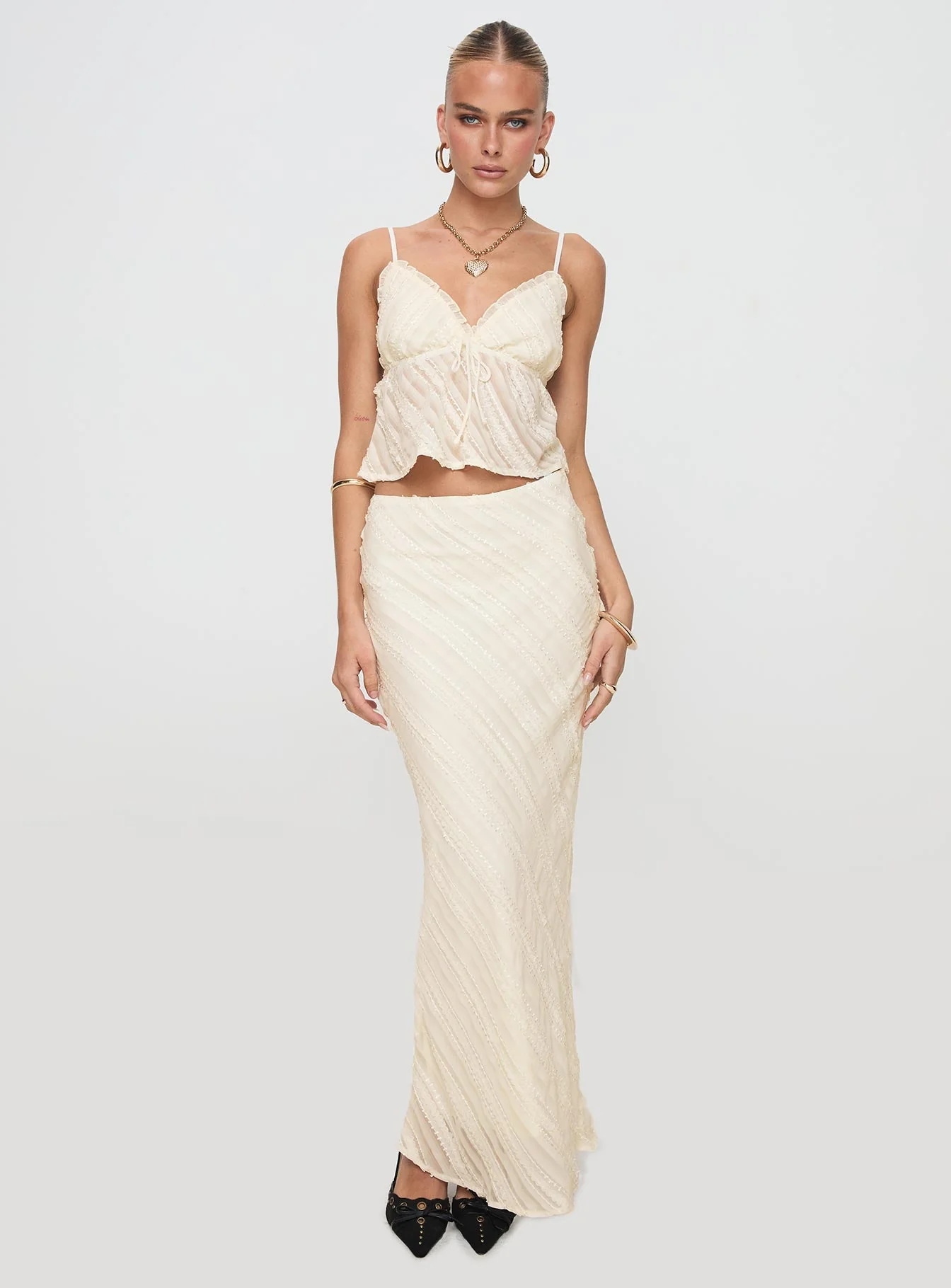 Jacintha Maxi Skirt Cream - Image 3