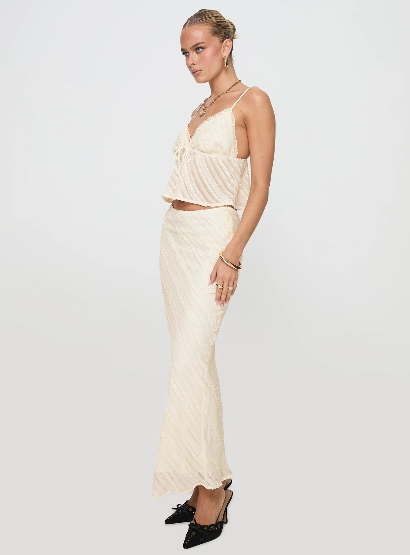 Jacintha Maxi Skirt Cream - Image 4