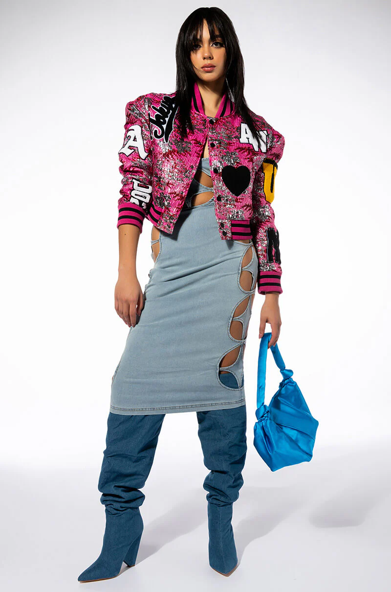 JACQUARD VARSITY BOMBER - Image 5