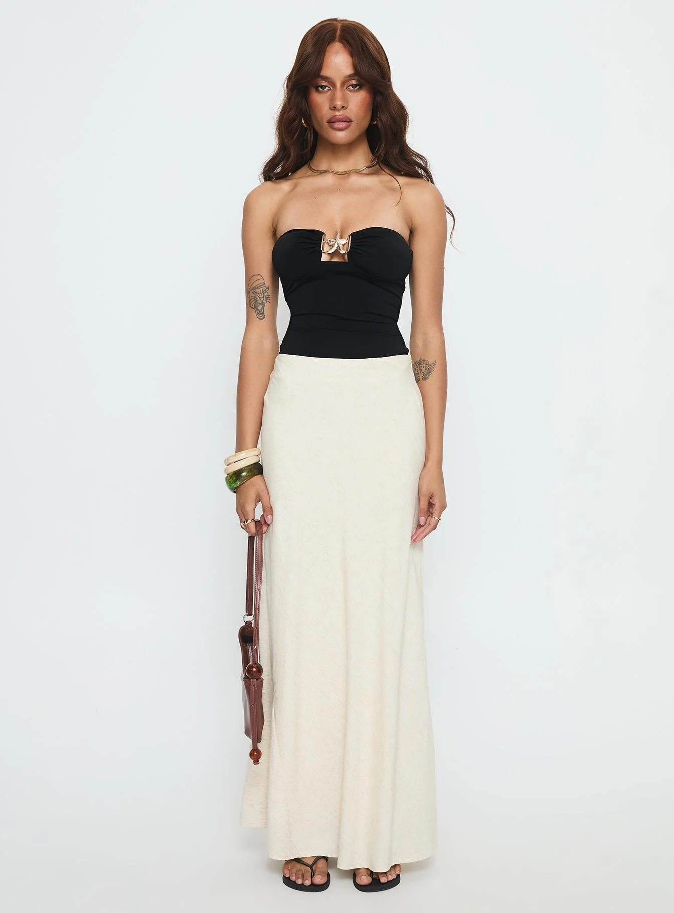 Jadea Strapless Hardware Detail Bodysuit Black - Image 8