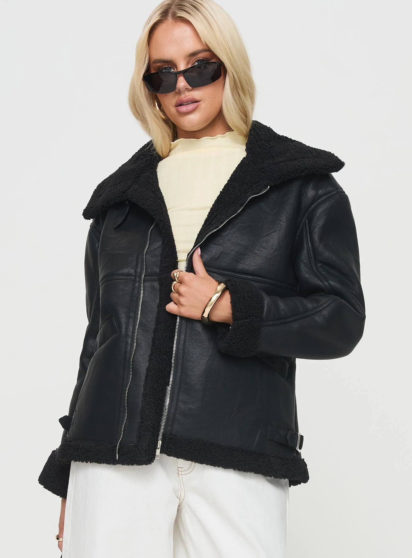 Jadu Shearling Jacket Black - Image 2
