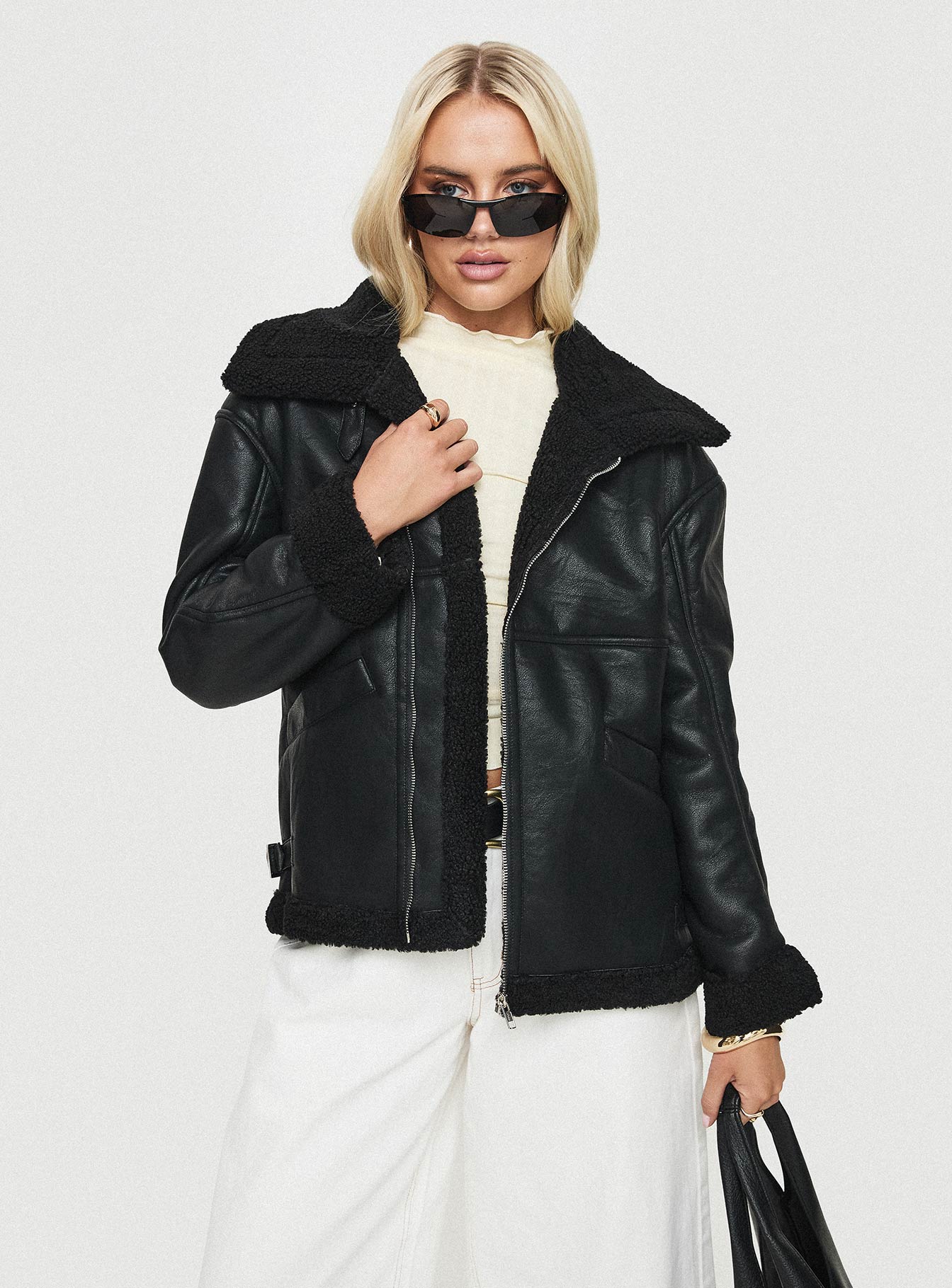 Jadu Shearling Jacket Black - Image 8