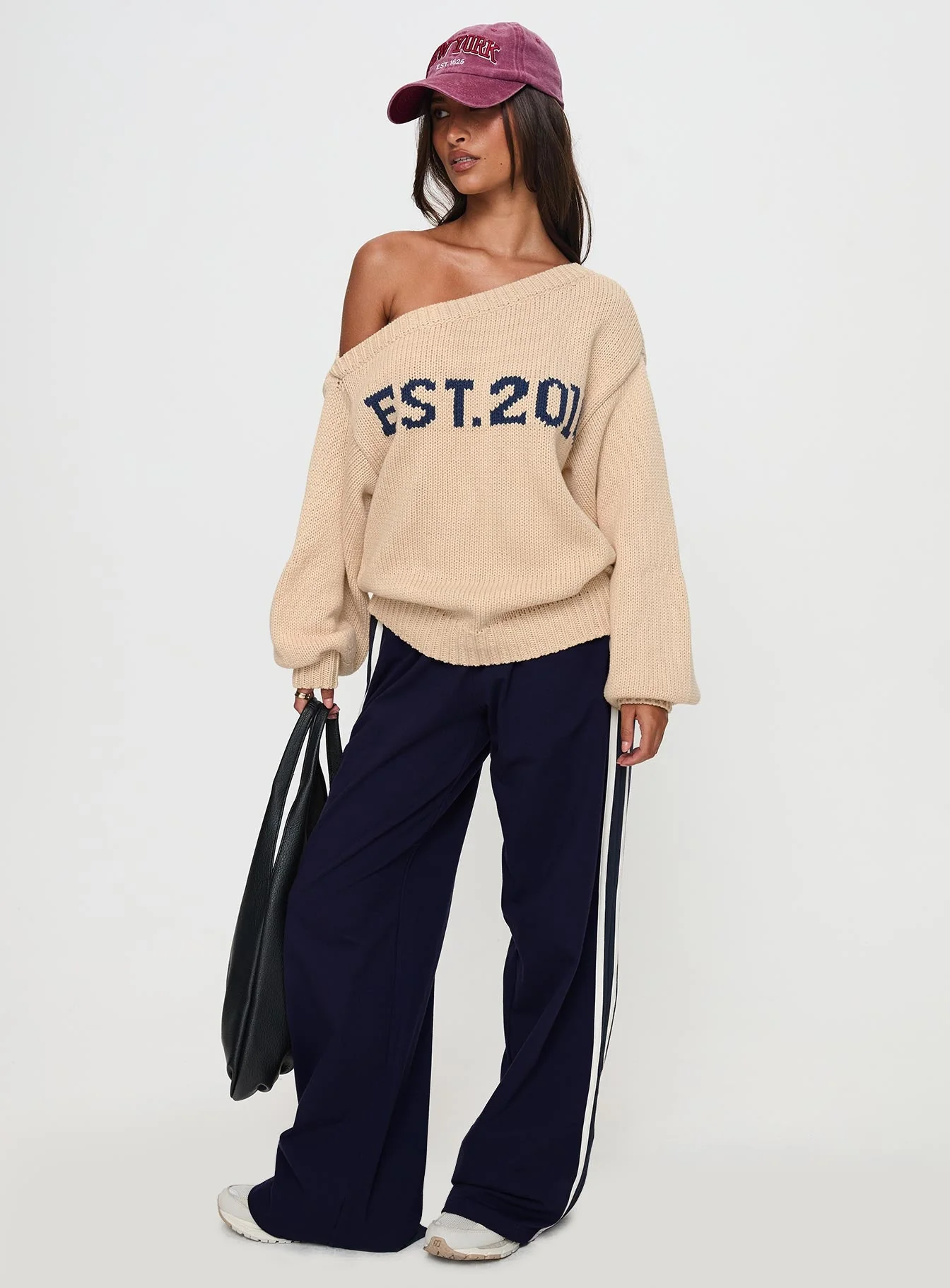 Jadynn Off Shoulder Knit Sweater Cream - Image 3