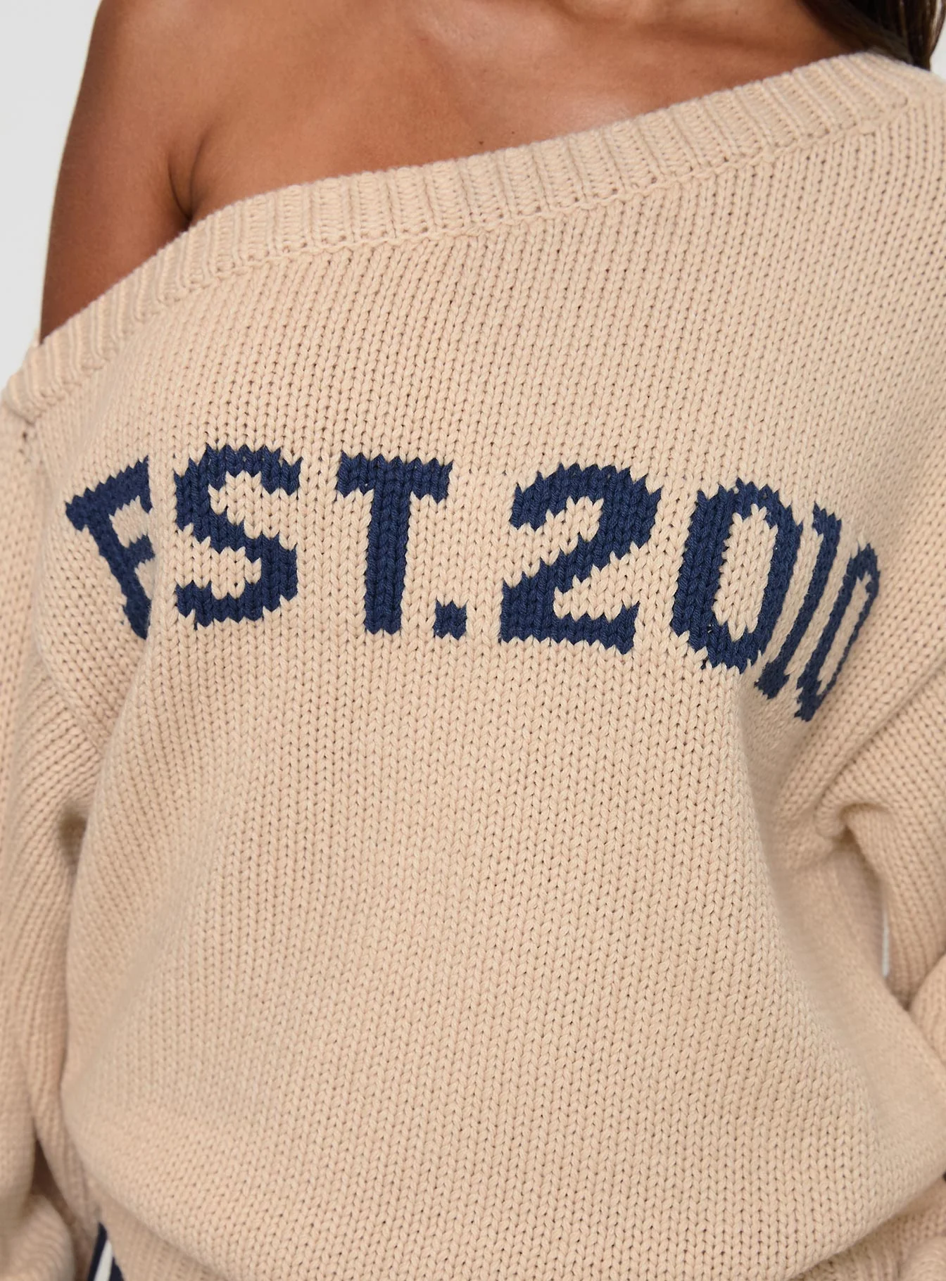 Jadynn Off Shoulder Knit Sweater Cream - Image 6