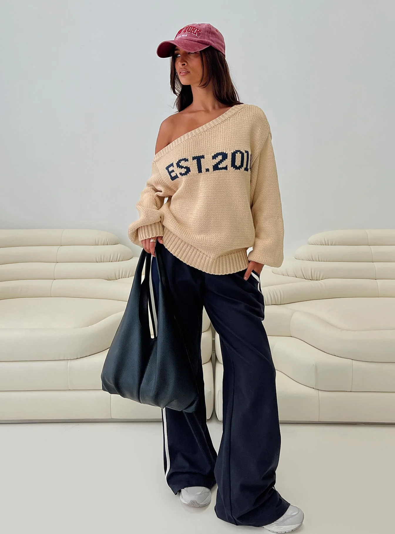 Jadynn Off Shoulder Knit Sweater Cream - Image 8