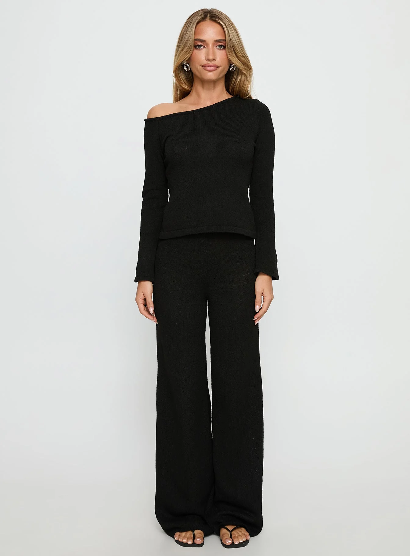Jaede Off Shoulder Knit Sweater Black - Image 6