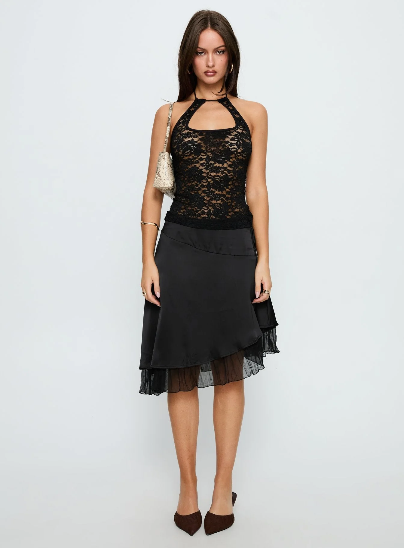 Janais Lace Tie Neck Top Black - Image 7
