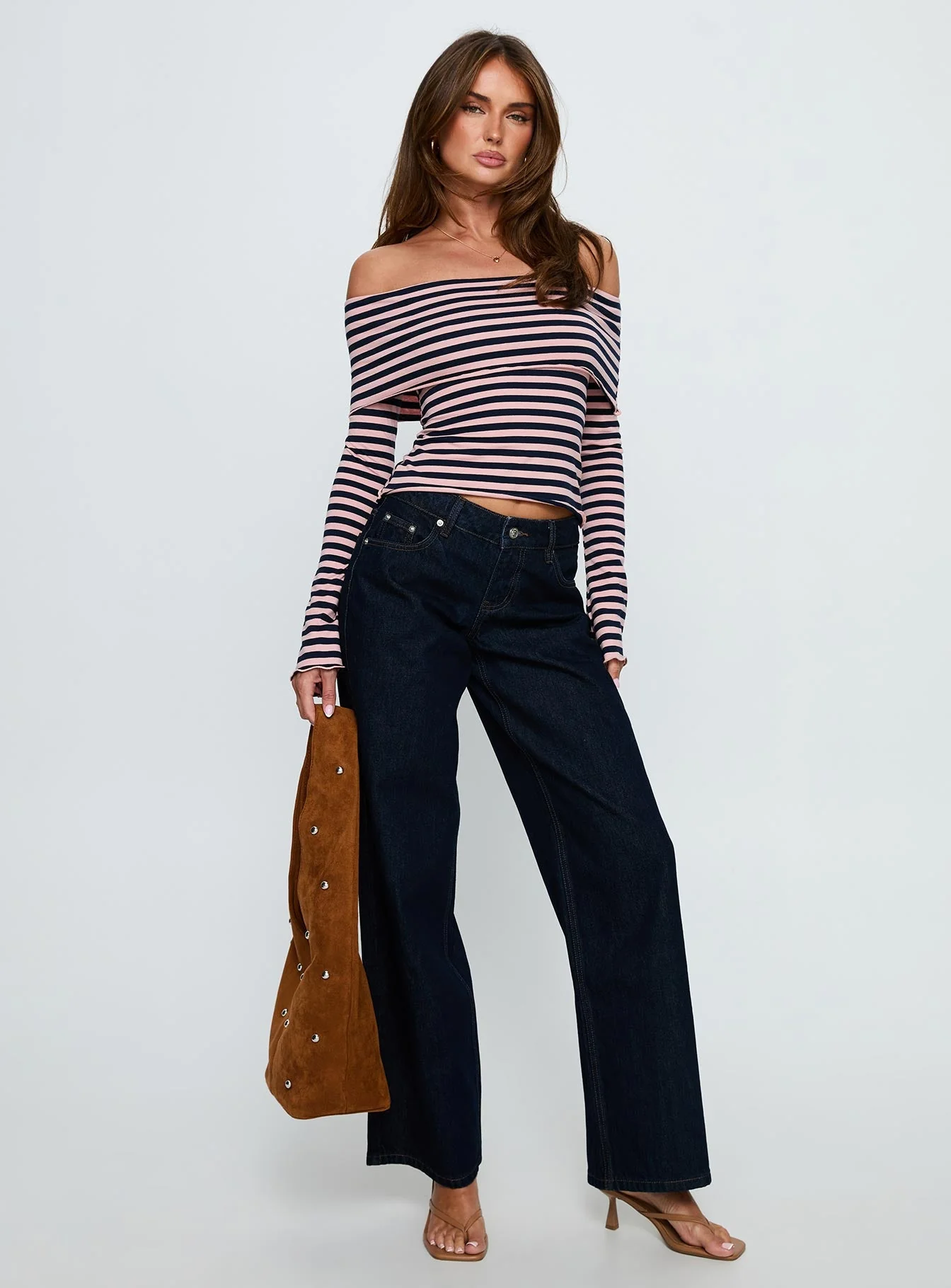 Janicia Off Shoulder Top Pink Stripe - Image 3
