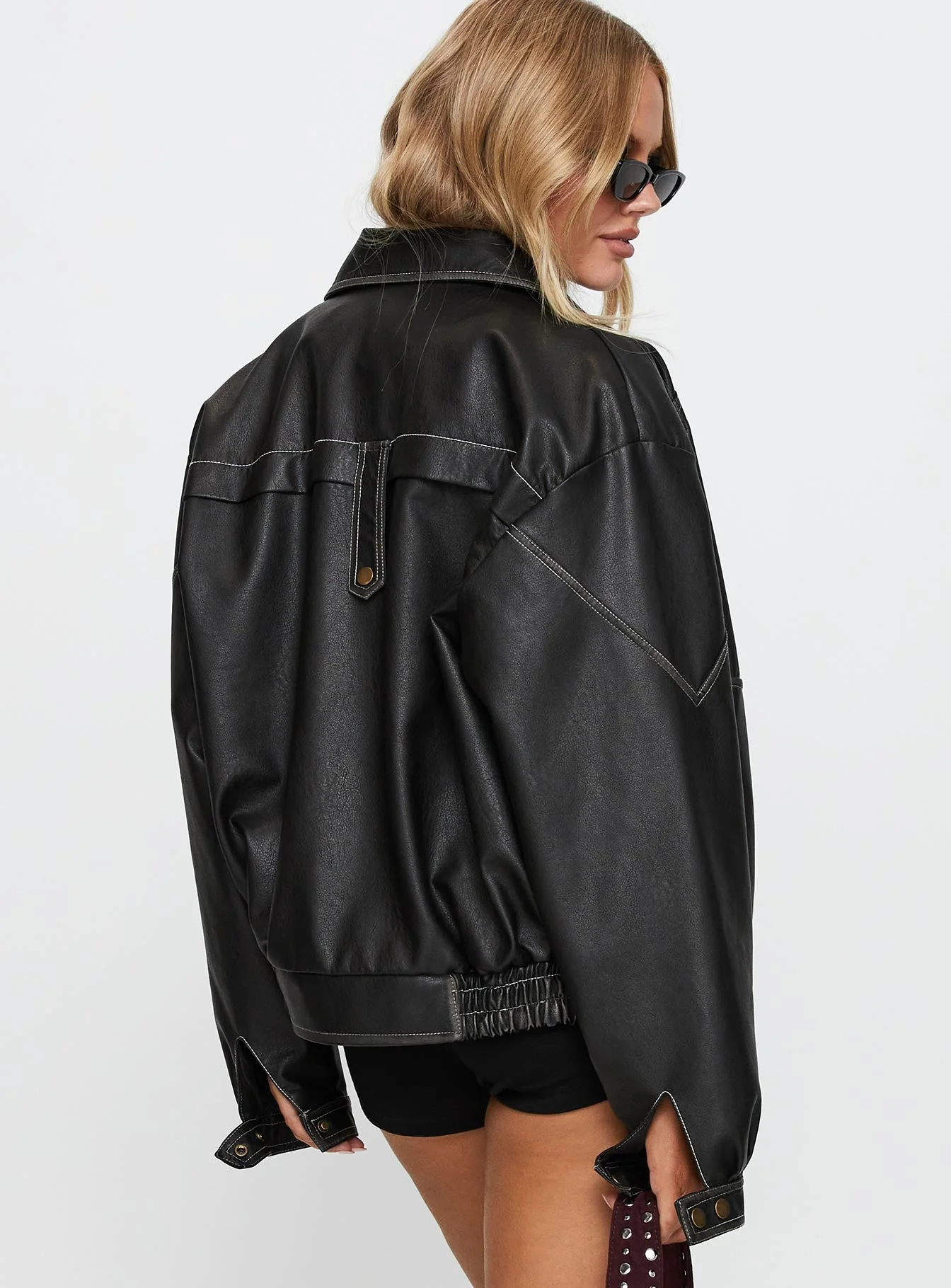 Jaxton Faux Leather Jacket Black - Image 5