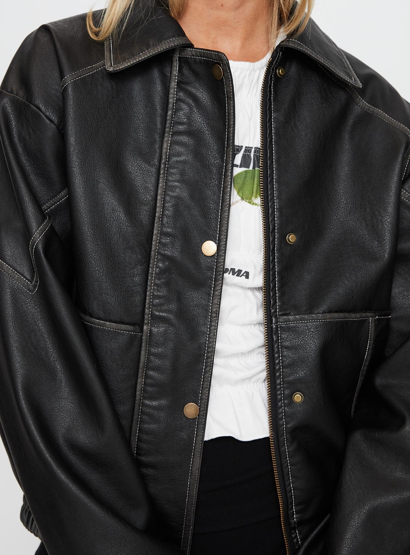 Jaxton Faux Leather Jacket Black - Image 6
