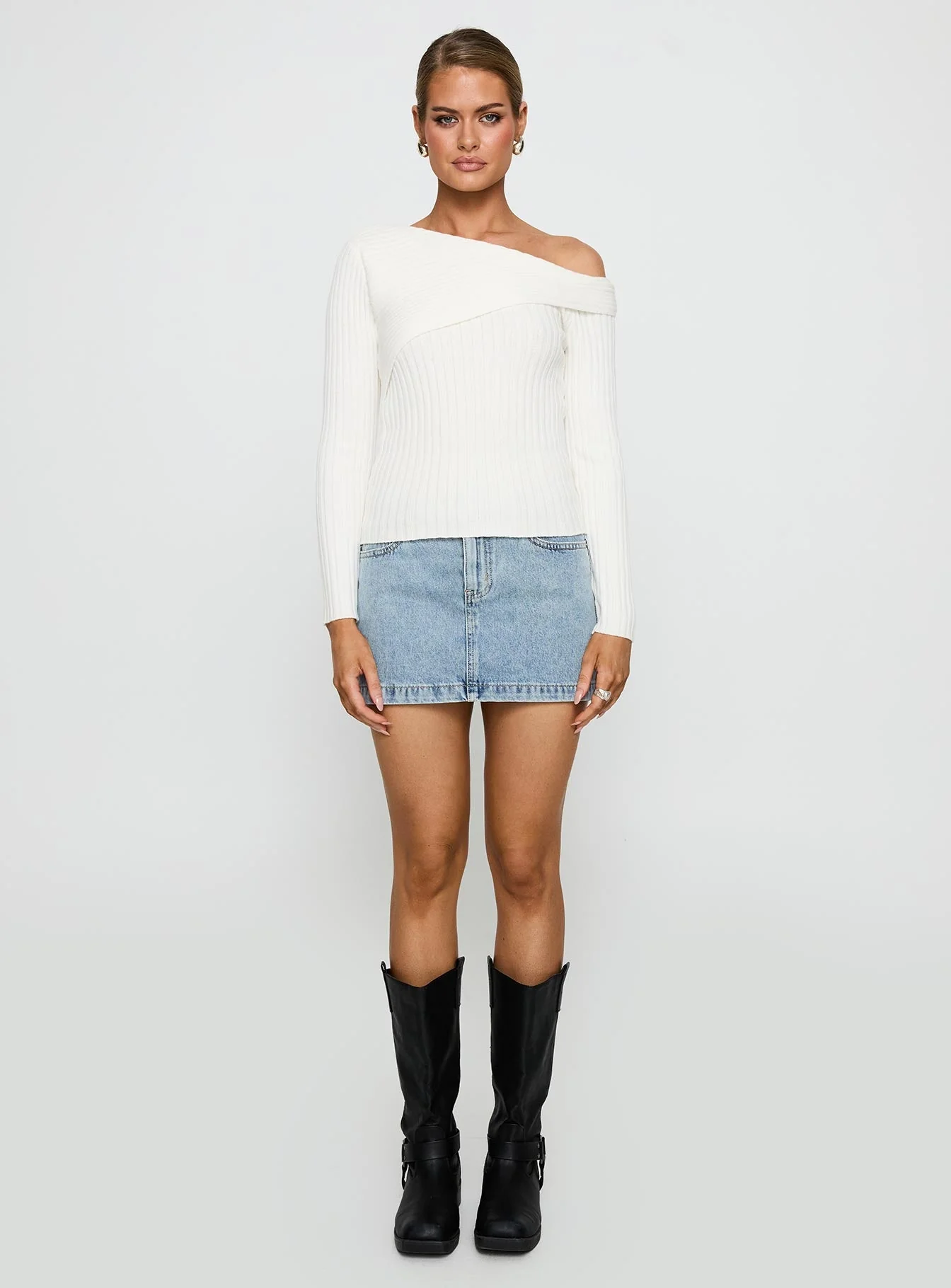 Jaybell Cold Shoulder Sweater White - Image 7
