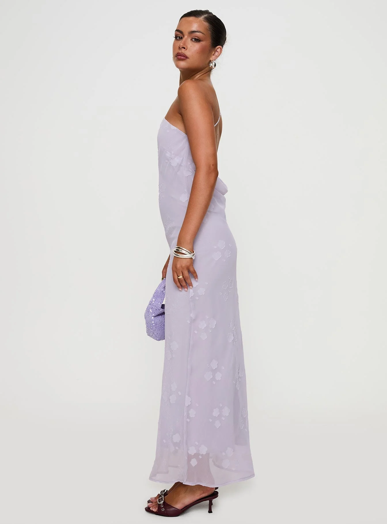 Jazmira One Shoulder Maxi Dress Lilac - Image 4