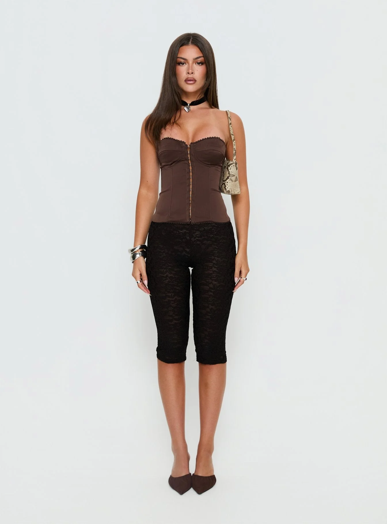 Jazzy Strapless Corset Top Chocolate - Image 7