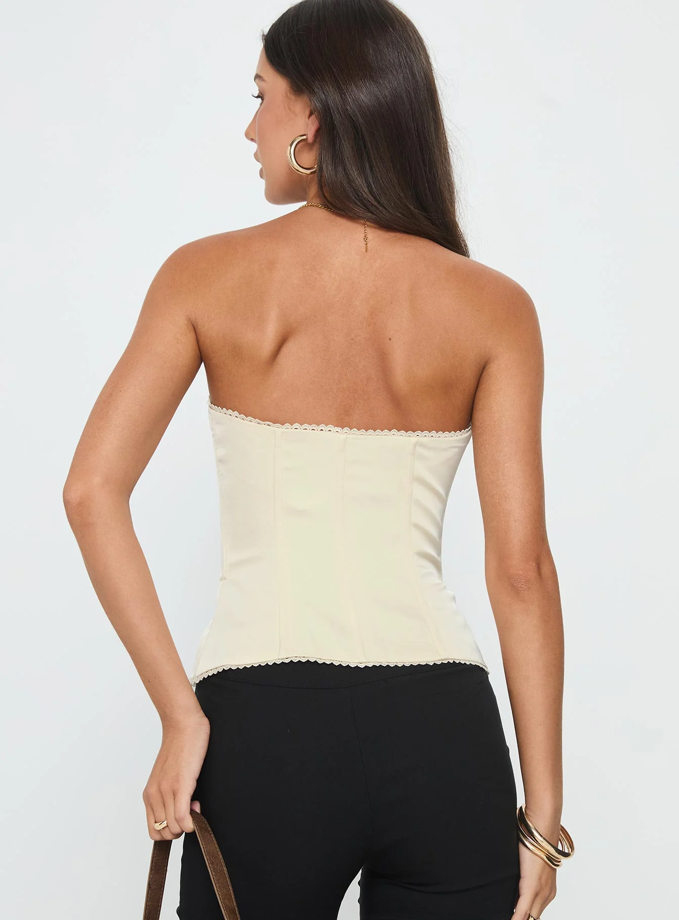 Jazzy Strapless Corset Top Cream Floral - Image 5